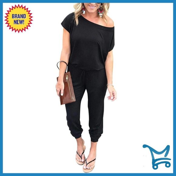 Pants - Off Shoulder Jumpsuit Stretchy Soft Fabric Summer Casual Dressy Romper